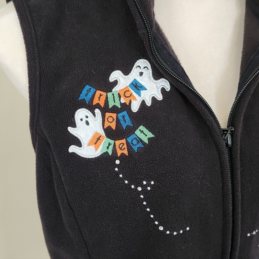 Halloween Fleece Embroidered Vest, M - Picture 2 of 5